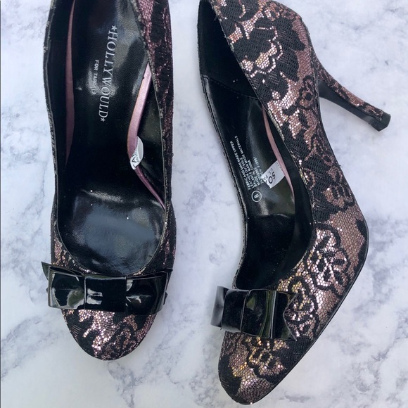 Sequin pink and black women heels - Picture 2 of 4